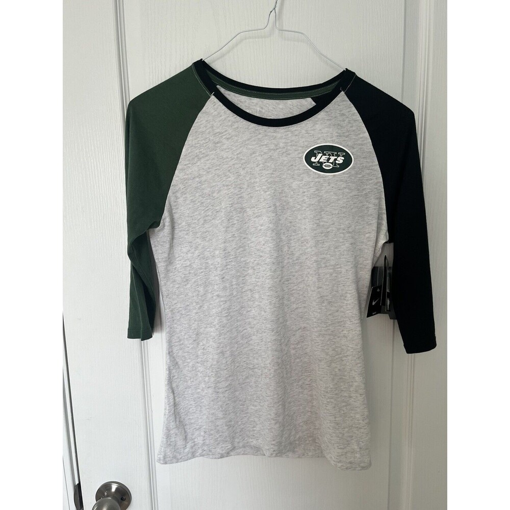 NEW YORK JETS AUTHENTIC NFL APPAREL WOMEN'S T-SHIRT Baseball Tee SIZE MEDIUM